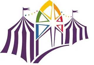 Lilanes Zelt und in der Mitte das Kirchspiel-Logo