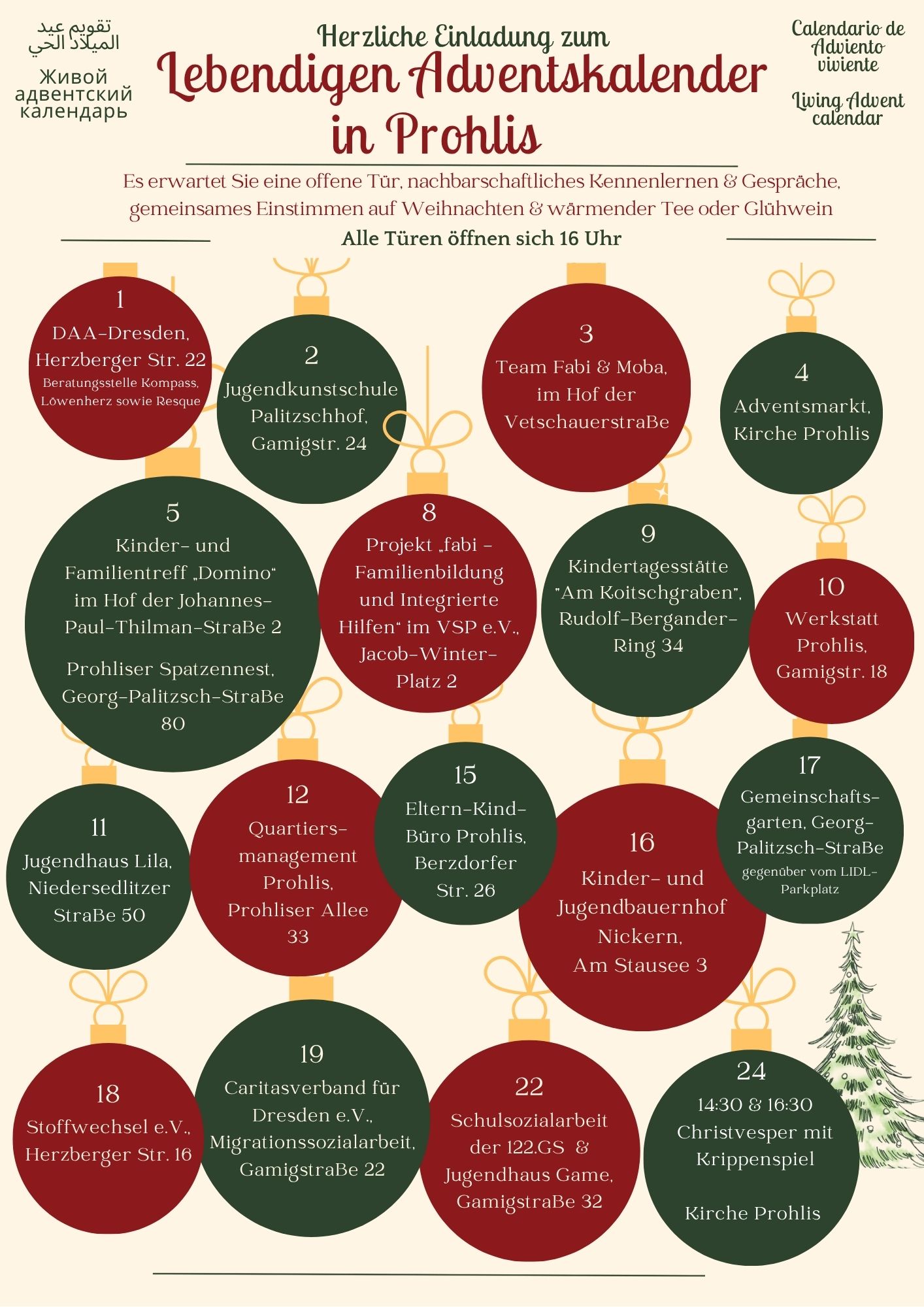 Übersicht Lebendiger Adventskalender